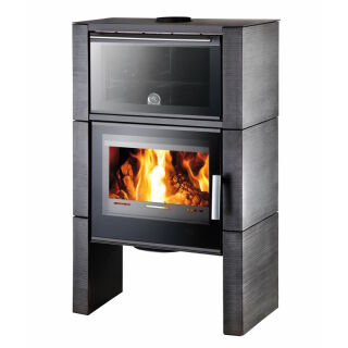 Haas+Sohn Kaminofen Premium NEWHAM Easy mit Backfach perl-anthrazit, Keramik metallic 0434715310000