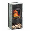 Haas+Sohn Kaminofen Premium ROSENHEIM easy perl-schwarz mit Holzfach Stein Serpentino