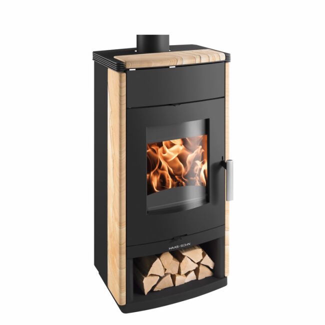 Haas+Sohn Kaminofen Home MONTEGROTTO-II mit Holzfach Stein Woodstone