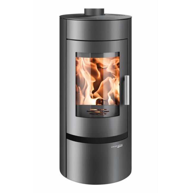 Haas+Sohn Kaminofen Premium UPPSALA-III Easy perl-anthrazit, Blende schwarz glänzend