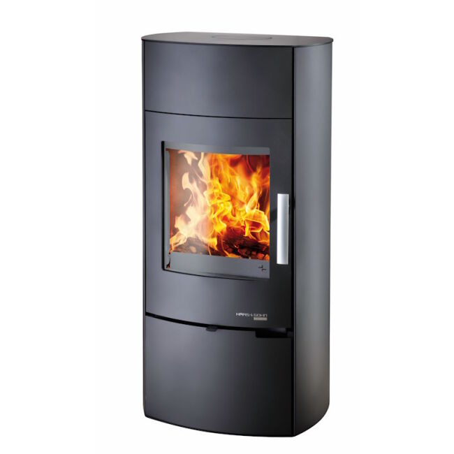 Haas+Sohn Kaminofen Premium VERONA OVAL GRANDE perl-schwarz. Optional mit Wärmespeicher