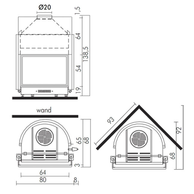 Edilkamin wasserführender Kamineinsatz Acquatondo Plus /CS 22, 23 kW
