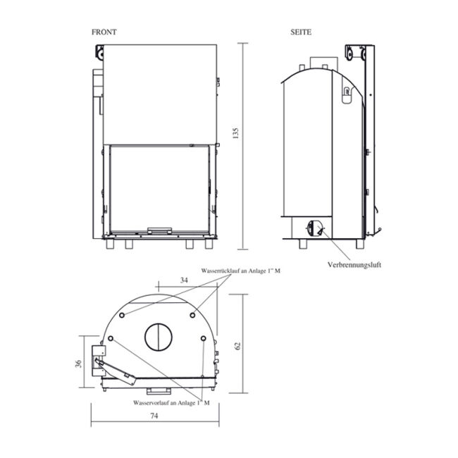 Edilkamin wasserführender Kamineinsatz H²Oceano /CS 28, 28 kW