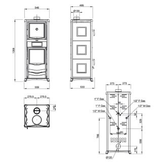 Kaminofen La Nordica Thermo Rossella 4.0 wasserführend Plus Forno D.S.A liberty panna 290291