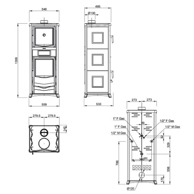Kaminofen La Nordica Thermo Rossella 4.0 wasserführend Plus Forno D.S.A liberty panna
