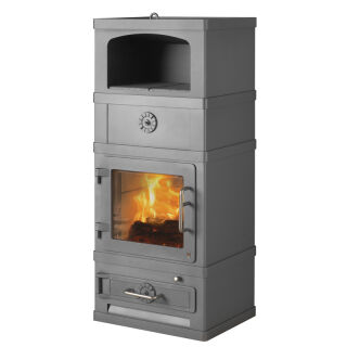 Kaminofen Lotus 2060 Grundmodell grau inkl. Warmhaltefach ohne Brennholzsockel 2060