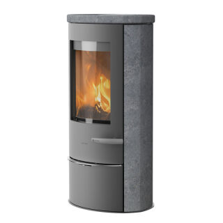 Kaminofen Lotus Liva 5 S mit Natursteinverkleidung, Speckstein Seiten/Oberplatte Liva5