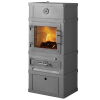 Kaminofen Lotus 2060 Grundmodell schwarz inkl. Warmhaltefach + Tür + Rost inkl. Brennholzsockel