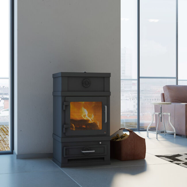 Kaminofen Lotus 2060 Grundmodell schwarz ohne Warmhaltefach ohne Brennholzsockel
