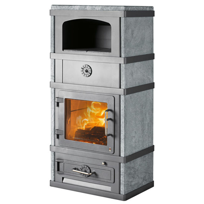 Kaminofen Lotus 2080 Grundmodell mit Specksteinseiten inklusive Warmhaltefach 2280
