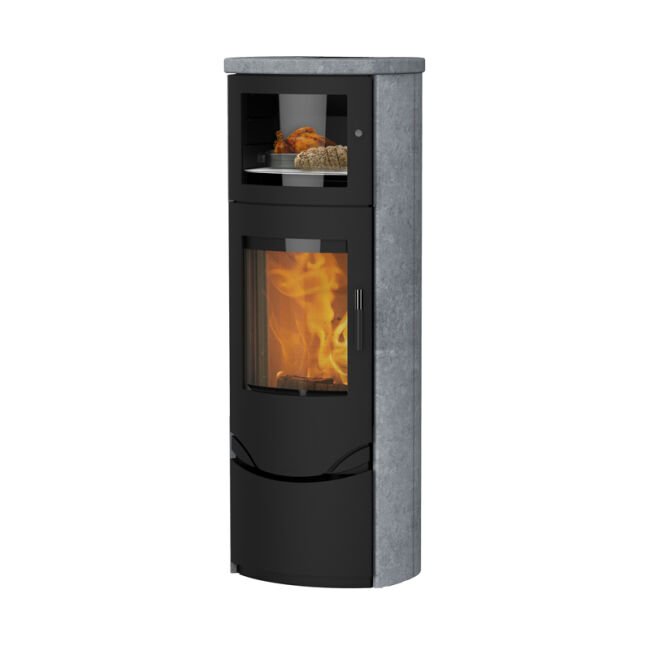 Kaminofen Lotus Prio 7 M mit Backfach ohne Seitenglas Speckstein