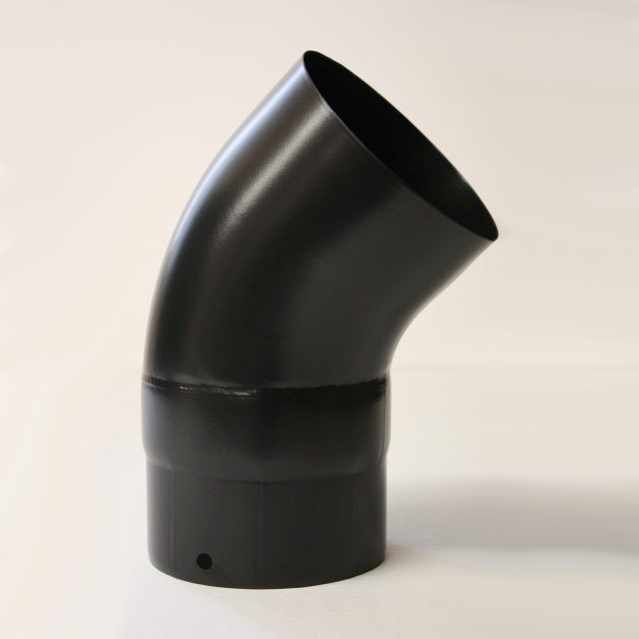 Bogen 45° DN 120 mm glatt ohne Reinigungsöffnung, High-Quality-Line matt schwarz