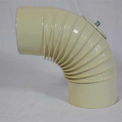 Rauchrohr-Bogen 90° DN 130 mm Standard-Line beige emailliert, mit Reinigungsöffnung