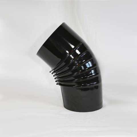 Bogen 45° DN 120 mm gerippt ohne Reinigungsöffnung, High-Quality-Line schwarz glänzend