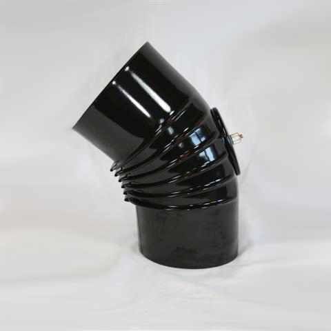 Bogen 45° DN 130 mm gerippt mit Reinigungsöffnung, High-Quality-Line schwarz glänzend