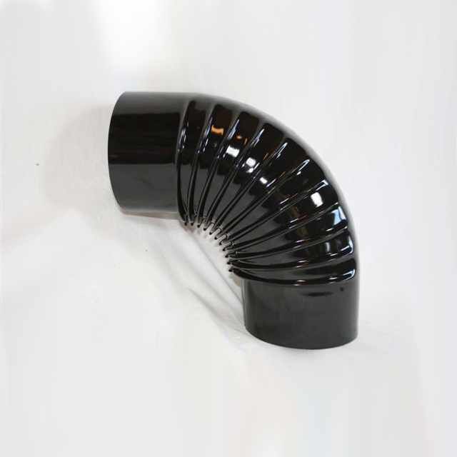 Bogen 90° DN 130 mm gerippt ohne Reinigungsöffnung, High-Quality-Line schwarz glänzend