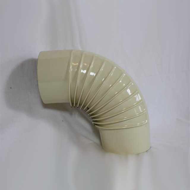Bogen 90° DN 130 mm gerippt ohne Reinigungsöffnung, High-Quality-Line beige emailliert