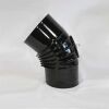 Bogen 45° DN 130 mm gerippt mit Reinigungsöffnung, High-Quality-Line schwarz glänzend