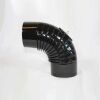 Bogen 90° DN 130 mm gerippt mit Reinigungsöffnung, High-Quality-Line schwarz glänzend