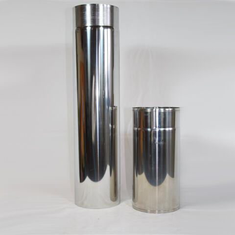 Ofenrohr 500 mm DN 150 mm aus glänzendem Edelstahl (V4A)