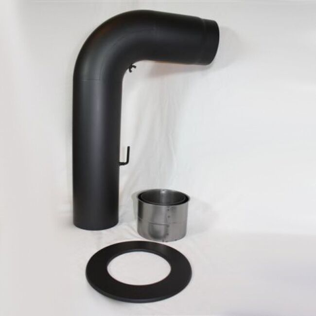 Ofenrohr Rundbogen Set Glatt gezogen DN 150 mm, Senotherm schwarz #310