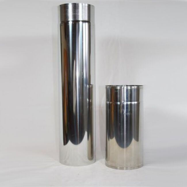 Ofenrohr 250 mm DN 110 mm aus glänzendem Edelstahl (V4A)