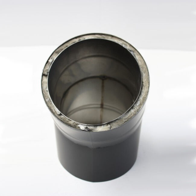 Edelstahlrohr doppelwandig Bogen 30° ohne Reinigungsöffnung 150 mm
