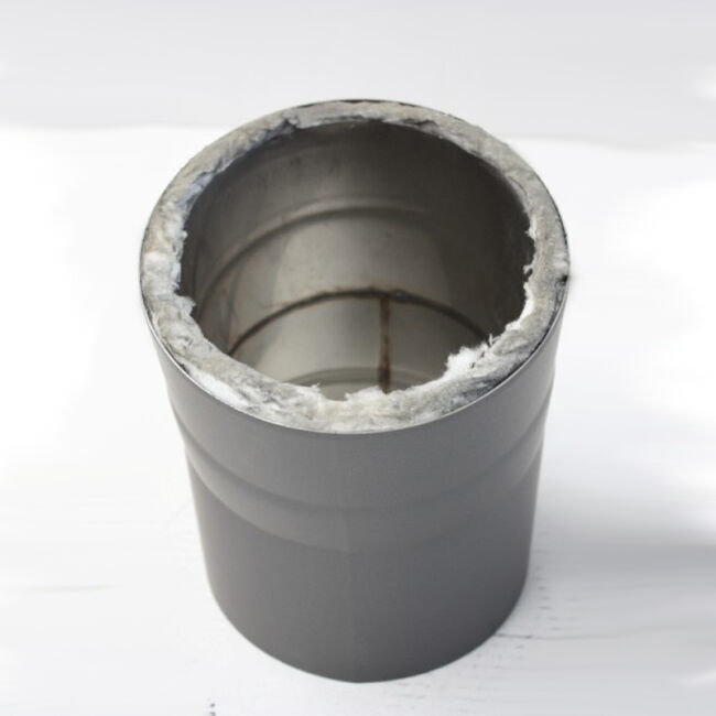 Edelstahlrohr doppelwandig Bogen 15° ohne Reinigungsöffnung 150 mm