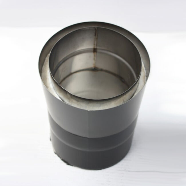Edelstahlrohr doppelwandig Bogen 15° ohne Reinigungsöffnung 150 mm