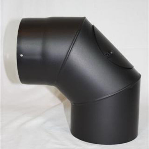 Rauchrohr Bogen 45° DN 160 mm eingezogen mit Reinigungsöffnung (schutzlackiert)