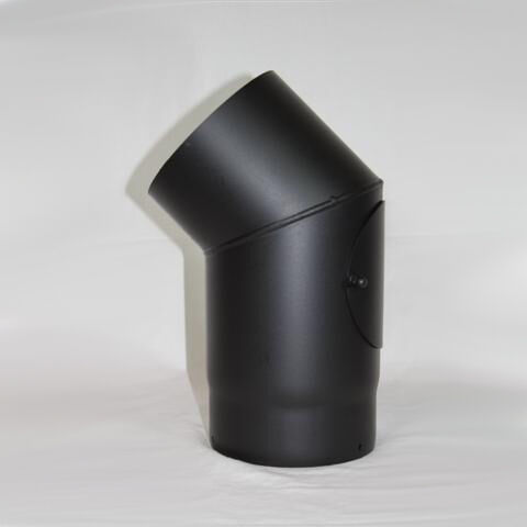 Rauchrohr Bogen 90° DN 200 mm eingezogen mit Reinigungsöffnung (schutzlackiert)