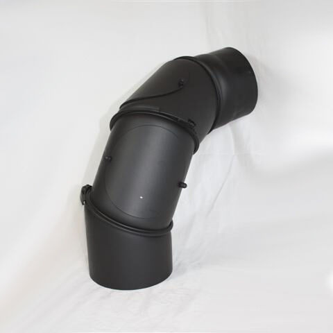 Rauchrohr Bogen 3tlg. DN 200 mm eingezogen, drehbar mit Reinigungsöffnung (schutzlackiert)
