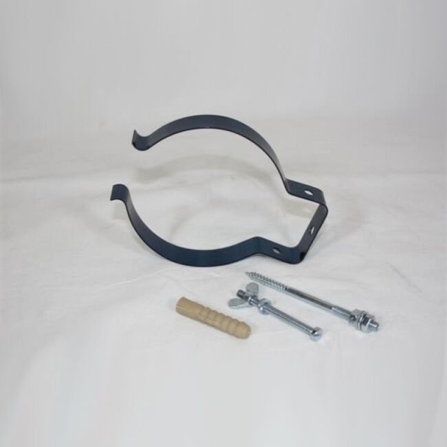 Ofenrohrhalter ca. 10 cm mit Gewindestift und Dübel für gebläutes Ofenrohr DN 100 mm