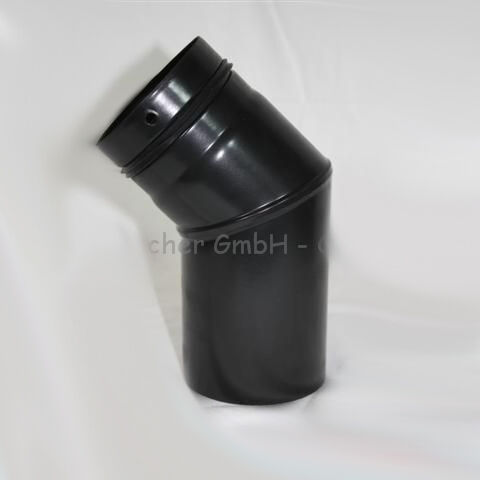 Pellet-Bogen 45° (2-teilig) DN 80 mm, schwarz emailliert ohne Reinigungsöffnung