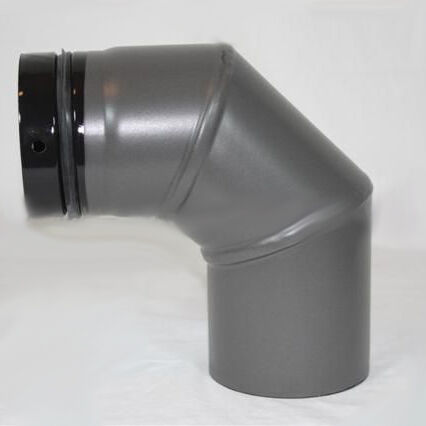 Pellet-Bogen 90° (3-teilig) DN 80 mm, grau emailliert ohne Reinigungsöffnung