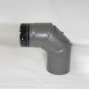 3-teiliger Pellet-Bogen 90° DN 80 mm, grau emailliert mit Reinigungsöffnung