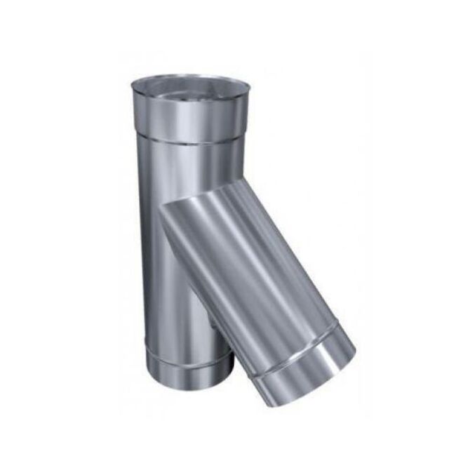 Edelstahlschornstein einwandig 0,6mm Premium T-Stück TR 45° DN 225
