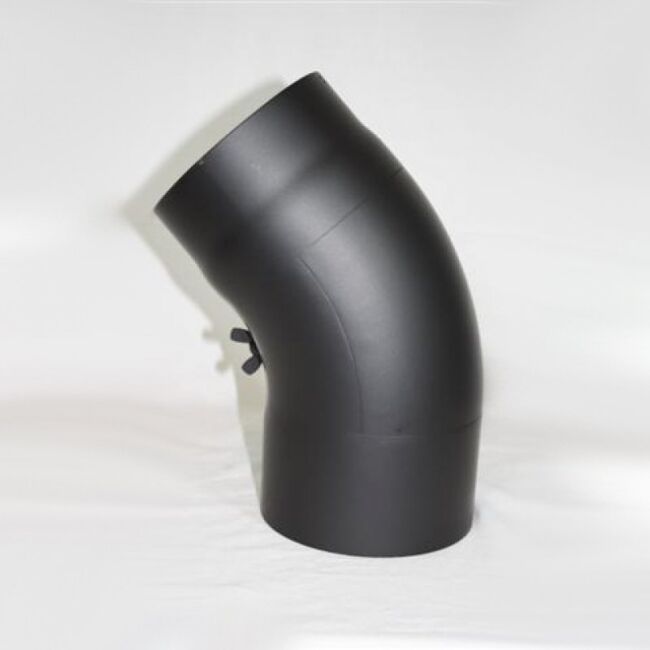 Rauchrohr-Bogen 45° DN 130 mm glatt mit Reinigungsöffnung, Senotherm gussgrau hell #820