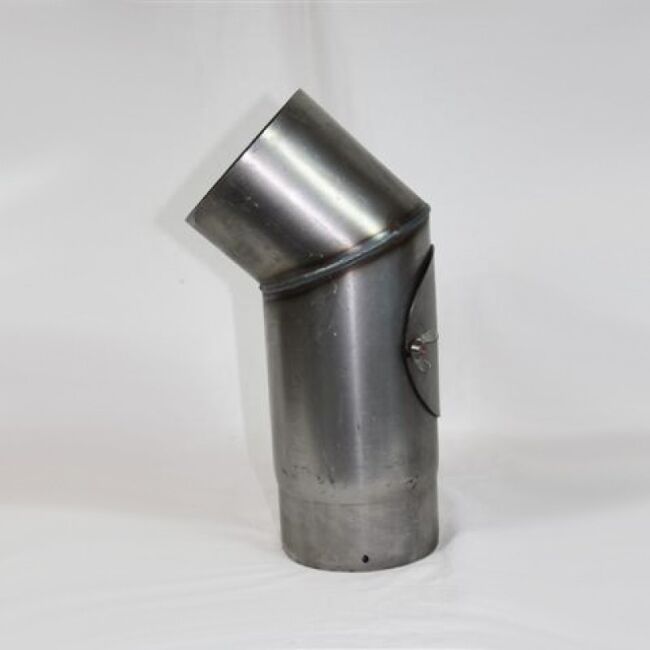 Rauchrohr-Bogen 45° DN 120 mm roh, eingezogen mit Reinigungsöffnung