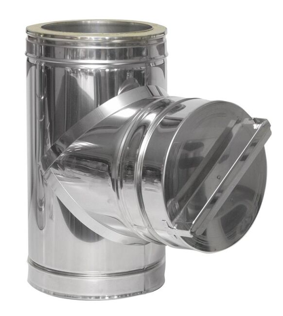 DINAK Edelstahlschornstein Reinigungs-T-Stück mit Deckel DW Ø200