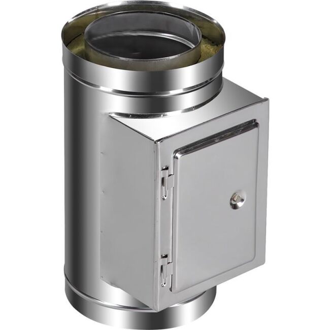 DINAK Edelstahlschornstein Reinigungselement mit Tür 440mm DW Ø150
