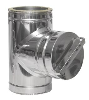 DINAK Edelstahlschornstein Reinigungs-T-Stück mit Deckel DW