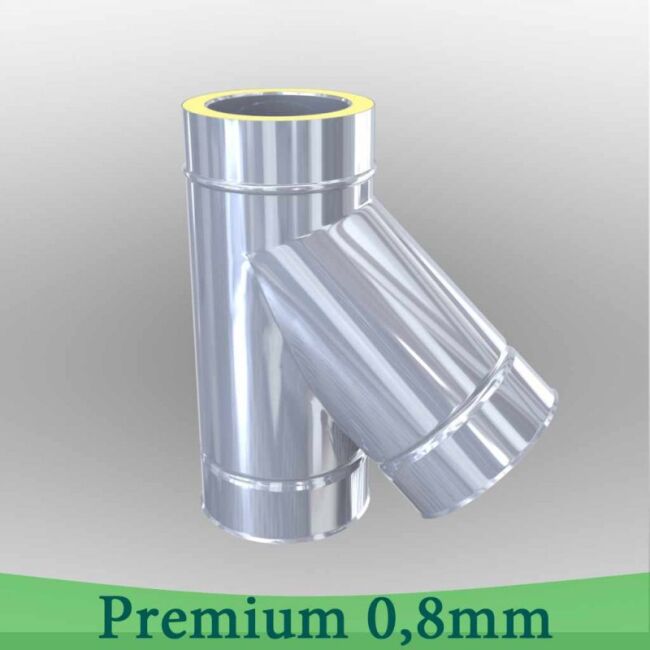 Edelstahlschornstein 0,8mm Premium T-Anschluss 45° DW 113