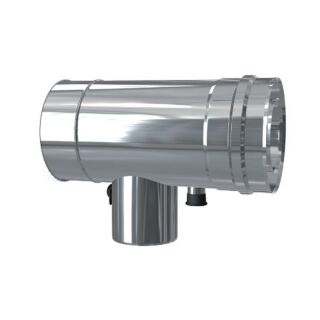 Luft Abgas System konzentrisch T-Stück 90° mit Revisionsöffnung, Kondensatableiter und Messstutzen DN 80/125 Reduzierter Abzweig DN 60/100 lackiert 2AFKRMRODPS908060M