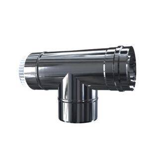 Luft Abgas System konzentrisch T-Stück 87° mit Revisionsöffnung DN 80/125 Reduzierter Abzweig DN 60/100 2AFKRRPS878060
