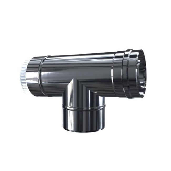 Luft Abgas System konzentrisch T-Stück 87° mit Revisionsöffnung DN 80/125 Reduzierter Abzweig DN 60/100