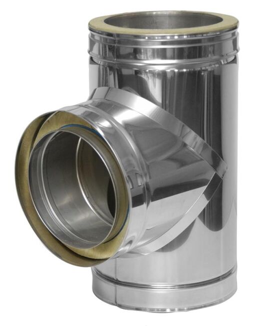 DINAK Edelstahlschornstein T-Stück 90º DW Ø80