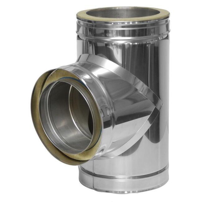 DINAK Edelstahlschornstein T-Stück 90º DW5 444/441 Ø150