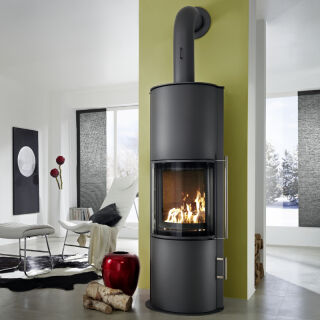 Kaminofen Koppe Nexus Aqua, wasserführend Korpus schwarz, Kachel weiß-glänzend 11,0 kW 73045