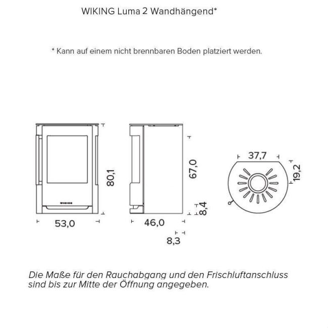 Wiking Ofen Luma 2 Schwarz Wandhängend